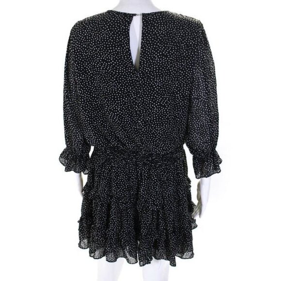 Mustard Seed little black dress Large 3/4 Sleeves Drop Waist ruffles polka dots - Picture 2 of 12